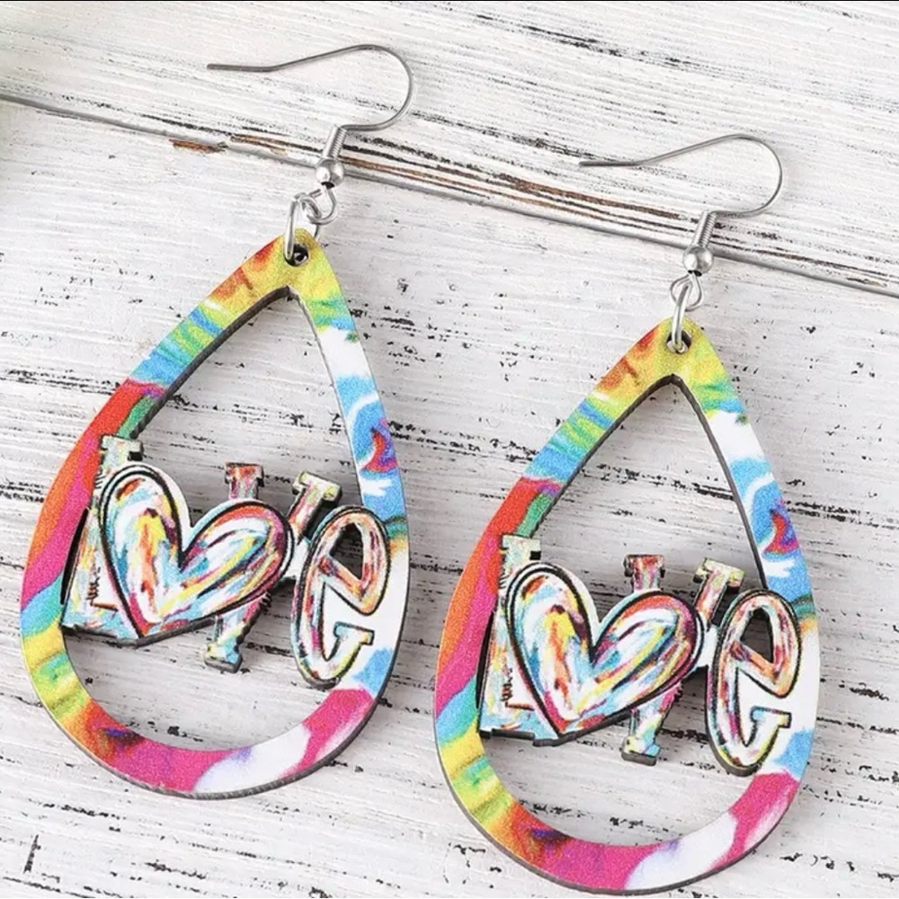 Multi colored valentine earrings